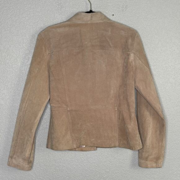 Vintage 90s Y2K Genuine Suede Leather Blazer Jacket Western Grunge Tan Size L - Picture 2 of 9